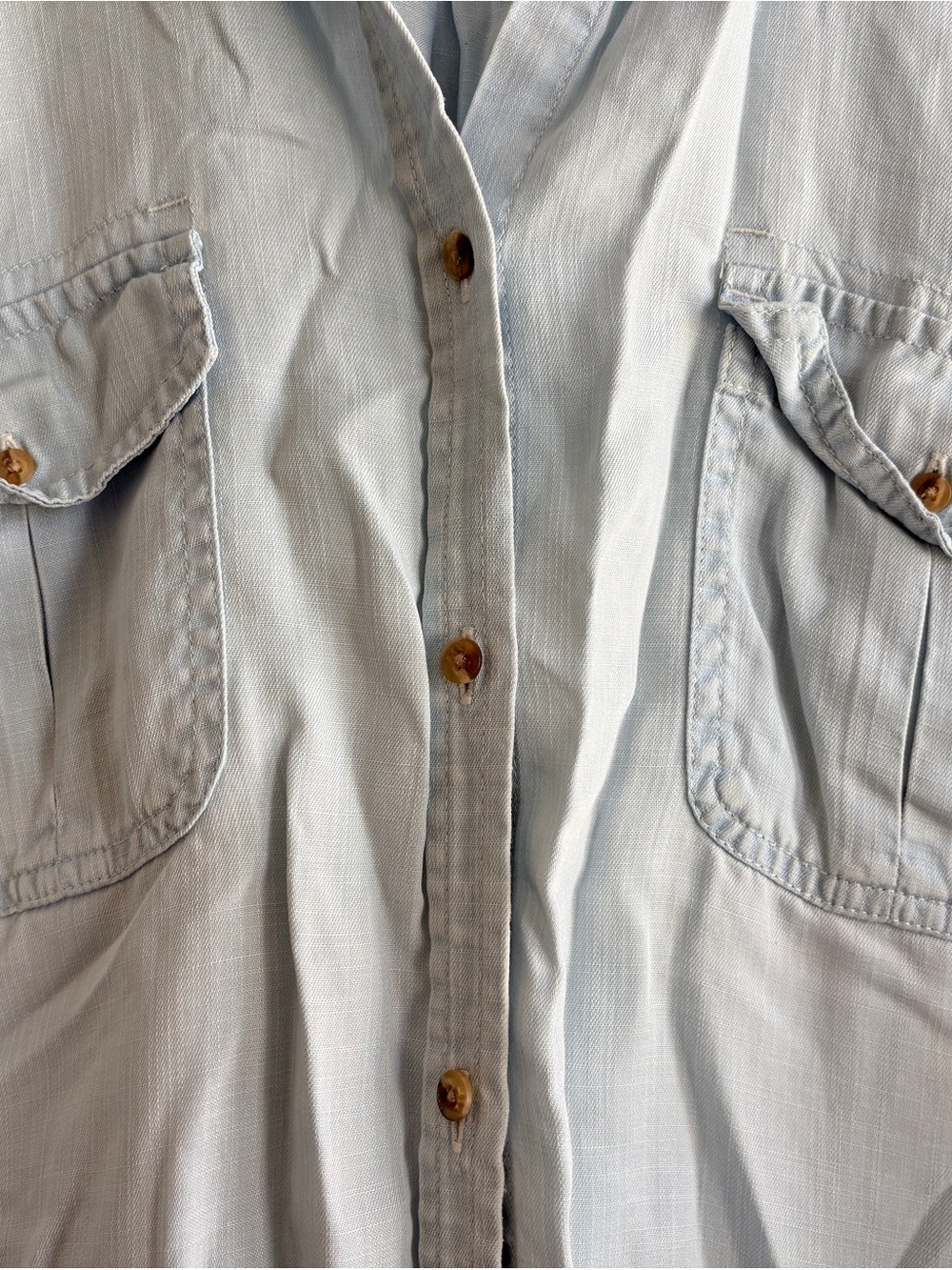 American Eagle XL Outfitters Light Blue denim Chambray Button-Down Shirt - Picture 4 of 7